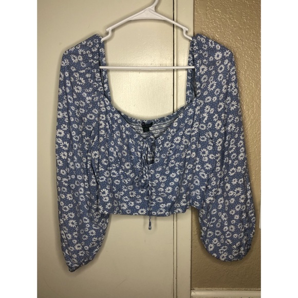 Wild Fable Long Sleeve Floral Crop Top XL - Picture 2 of 6